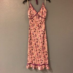 EXPRESS Silk Purple Floral Dress 1/2 Small XS
